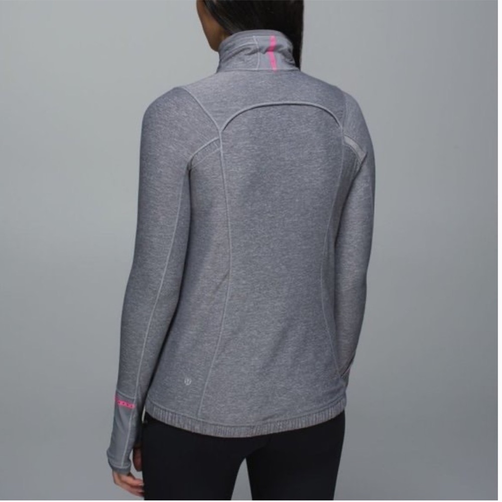 EUC lululemon track jacket pace pusher gray with pink accents size 6 zippered - Picture 2 of 5